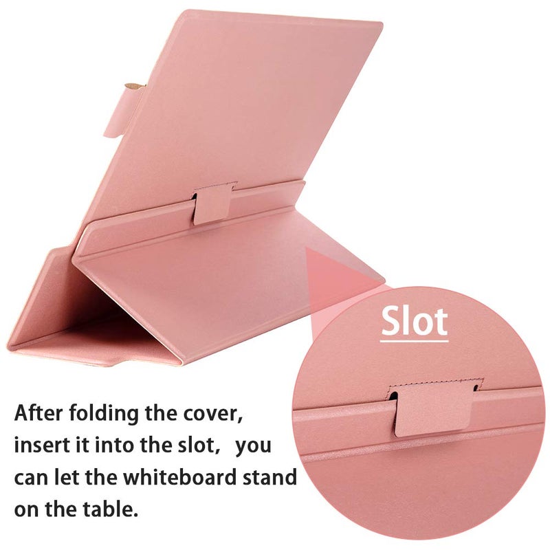 CRCHOM Small White Board 9" x 12" Portable Magnetic Desktop Dry Erase Board with Stand & PU Cover - A4 Notebook Whiteboard Easel for Office, Home, School (Pink) - Image 3